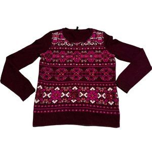 Talbots Patterned Sweater Red Size Small